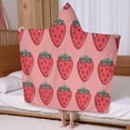 thumbnail image 5 of Red Strawberry Plants Fruit Pink Pattern Hooded Bath Towel，60"x35" for Ages 3 To 12 Kids, Quick Dry Lightweight Soft Microfiber Hood Beach Towel Cover Up for Kids, 5 of 7