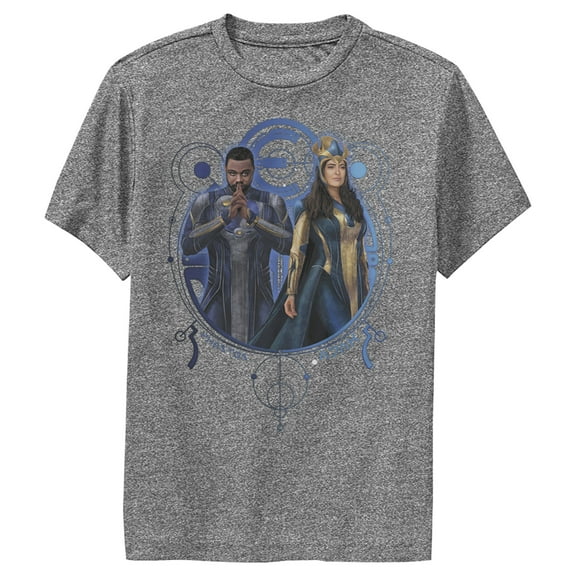 Boy's Marvel Eternals Phastos and Ajak Duo  Performance Graphic Tee Charcoal Heather Medium
