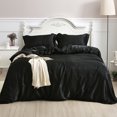 thumbnail image 4 of Willstar 4PCS Luxury Satin Silk Duvet Cover Sheet Set Silky Queen King Bed Sheets, 4 of 8