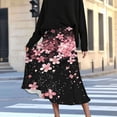 thumbnail image 2 of JGGSPWM Women's Floral Printed A-Line Midi Skirt, Elegant Elastic High Waisted Zipper Fashion Summer Lounge Skirts Pink M, 2 of 7