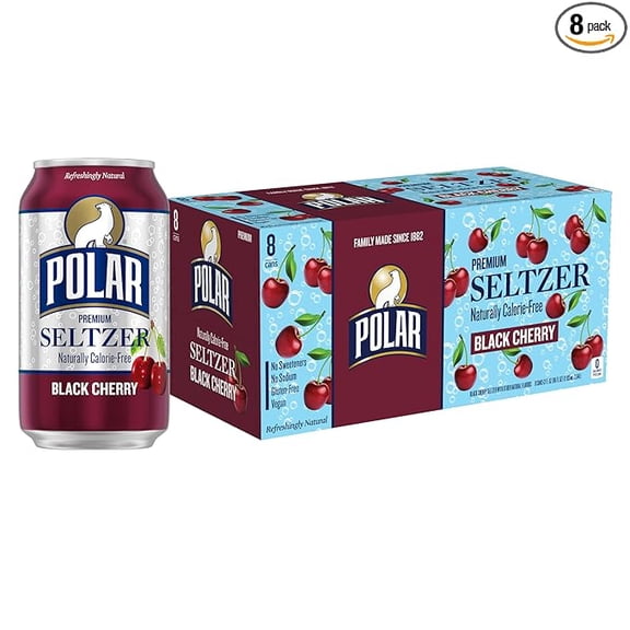 Pack of 1 Polar Seltzer Water Black Cherry 12 fl oz cans, 8pk
