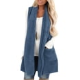 thumbnail image 2 of DHFJKG Womens Mediun Length Fuzzy Vest Cardigan Sleeveless Open Front Fluffly Shaggy Vest Jacket Long Coat Solid Color With Pockets Versatile Outerwear, 2 of 5