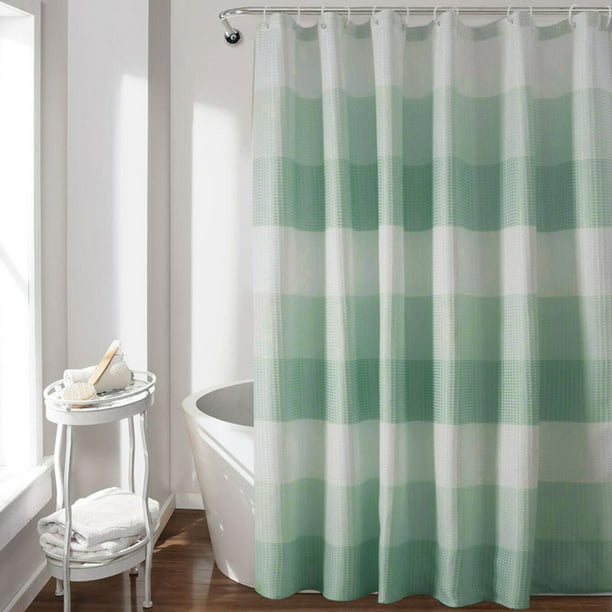 Cortina de ducha tejida con 12 ganchos, tela de poliéster resistente para baño, resistente al agua y al moho para un uso duradero, juego completo para bañeras estándar y mamparas de ducha