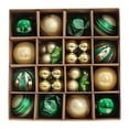 thumbnail image 4 of Adorno de bola navideña, colección de decoración de bolas navideñas, para celebraciones en interiores, colgante irrompible para armario de dormitorio. Oro verde, 4 of 8