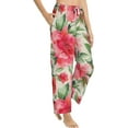 thumbnail image 3 of PISONIC Roses Flower Printed Women's Pajama Pants, Comfy Pajama Bottoms With Pockets&Drawstring, 3 of 7