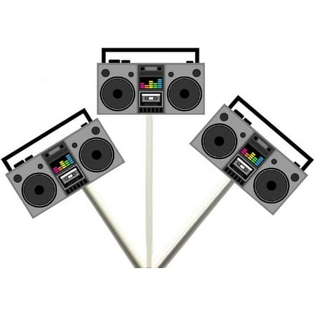 CUPCAKE BOOM BOX CUPCAKE CAKE 80's Party Cupcake , 12 Count