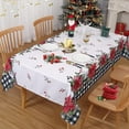 thumbnail image 1 of ZACOO 60"x84" Christmas Tablecloth Xmas Flower Pattern Black and White Buffalo Plaid Checkered Table Cloth Rectangle Farmhouse Table Cover for Picnic Party, 1 of 6