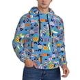 thumbnail image 2 of Kdxio Cute Flat Fish Print Mens Casual Hooded Collar Drawstring Hoodies Pullover Sweatshirts Casual Long Sleeve Shirts-Medium, 2 of 7
