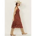 thumbnail image 2 of Rock & Roll Denim Women's And Sleeveless Floral Print Midi Dress Chocolate Medium  US, 2 of 4