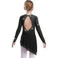 thumbnail image 2 of RUNQHUI Kids Girls Long Sleeve Figure Ice Skating Dress Sparkly Backless Modern Lyrical Dance Dress Black 8, 2 of 5