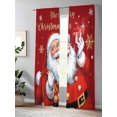 thumbnail image 4 of Red Santa Christmas Sheer Curtains 108 Inch Long 2 Panels, Xmas Snowflake Merry Christmas Light Filtering Rod Pocket Semi Sheer Curtains, Sheer Voile Drapes for Living Room Bedroom, 52"x108", 4 of 5