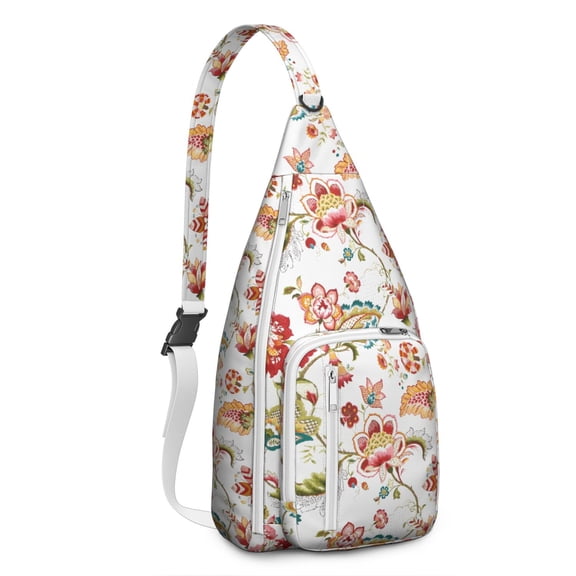Waterproof Hiking Sling Backpack for Women – Lightweight Floral Crossbody Chest Bag with Adjustable Strap, Botanical Wildflower Travel Backpack for Outdoor & Everyday Use