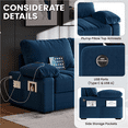 thumbnail image 6 of Renwick 2 Seater Velvet Sofa Couch with Pillow Top Arms & USB Charging Ports, Blue, 6 of 11