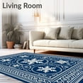 thumbnail image 2 of ODIKA 6'x9' Machine Washable Non-Slip Area Rug, Whimsical Snowflake Medallion with Interlocking Boho Details High Traffic Rug with Pad, Blue, 636921, 2 of 8