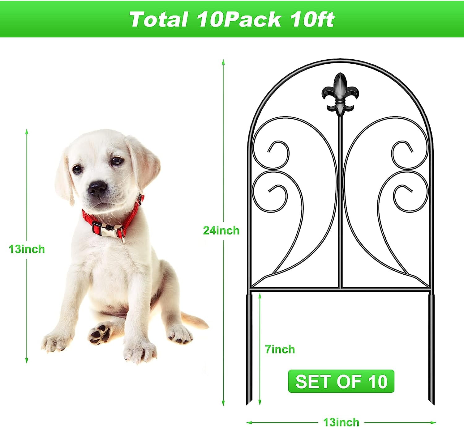 Decorative Garden Fence, 10-Pack Rustproof Metal No-Dig Fence Animal Barrier for Dogs, Arched Flower Bed Edging Ornamental Wire Border Panel Fencing for Yard, Patio, and Outdoor Decor（Butterfly）