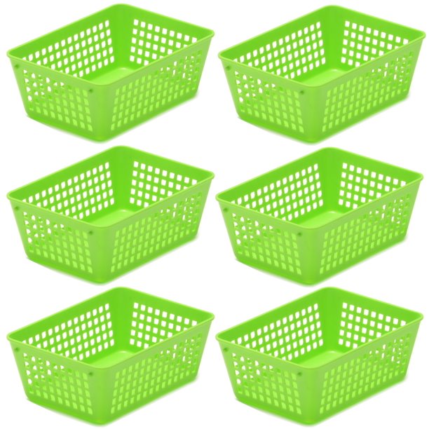 YBM Home Small Plastic Storage Basket (6 Pack), Green 6 L x 4.5 W x 2.