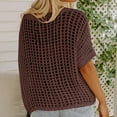 thumbnail image 6 of JGGSPWM Womens Summer Scoop Neck Short Sleeve Sweater Casual Crochet Hollow Out Knit Tops Pullover Shirts Beach Coverup Brown L, 6 of 6