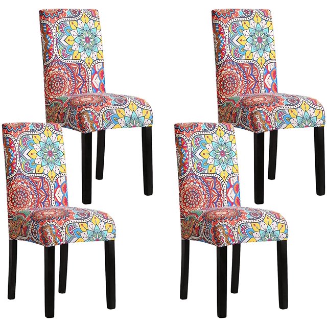Chair Covers Stretch Dining Chair Covers Removable High Back Chair Protective for Dining Room Kitchen Banquet Party Decoration (M-Red, 4 PCS)