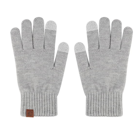 Warm Alpaca Knitted Winter Gloves for Women and Men Light Gray Free