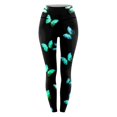 thumbnail image 3 of Goindgs Women's Leggings Elastic Waist Athletic Floral Printed High Waist Stretch Tight Running Sports Yoga Pants Green XXL, 3 of 7