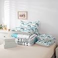 thumbnail image 6 of Feelyou Summer Coconut Tree Comforter Set 7pcs, Cyan Stripes Lines Full Bedding Set, 6 of 8