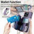 thumbnail image 5 of for iPhone 14 Pro Wallet Case, Crossbody Phone Purse with Card Holder for Women, Zipper PU Leather Carrying Cover Gift with Shoulder Strap Kickstand Anti-drop for iPhone 14 Pro - Purple, 5 of 10