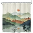thumbnail image 6 of Boho Abstract Mountain Shower Curtain for Bathroom Decor Bohemian Forest Sunset Colorful Modern Natural Watercolor Art Printed Fabric Polyester Waterproof 12 Pack Plastic Hooks, 6 of 6