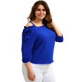 thumbnail image 2 of Blusa de chiffon Roman Fashion talla extra 1735 azul 42 con hombro descubierto, 2 of 6