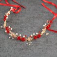 thumbnail image 5 of Conjunto de joyería de corona con aretes en forma de flor Tiaras de boda rojas con diamantes de imitación blancos y perlas Accesorios para el cabello de vid larga para fiesta de Navidad, 5 of 5