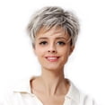 thumbnail image 5 of Chanana Short Grey Wigs for Women Gray White Pixie Cut Wigs with Dark Root Layered Synthetic Short Hair Wigs Natural Looking (Silver Gray), 5 of 9