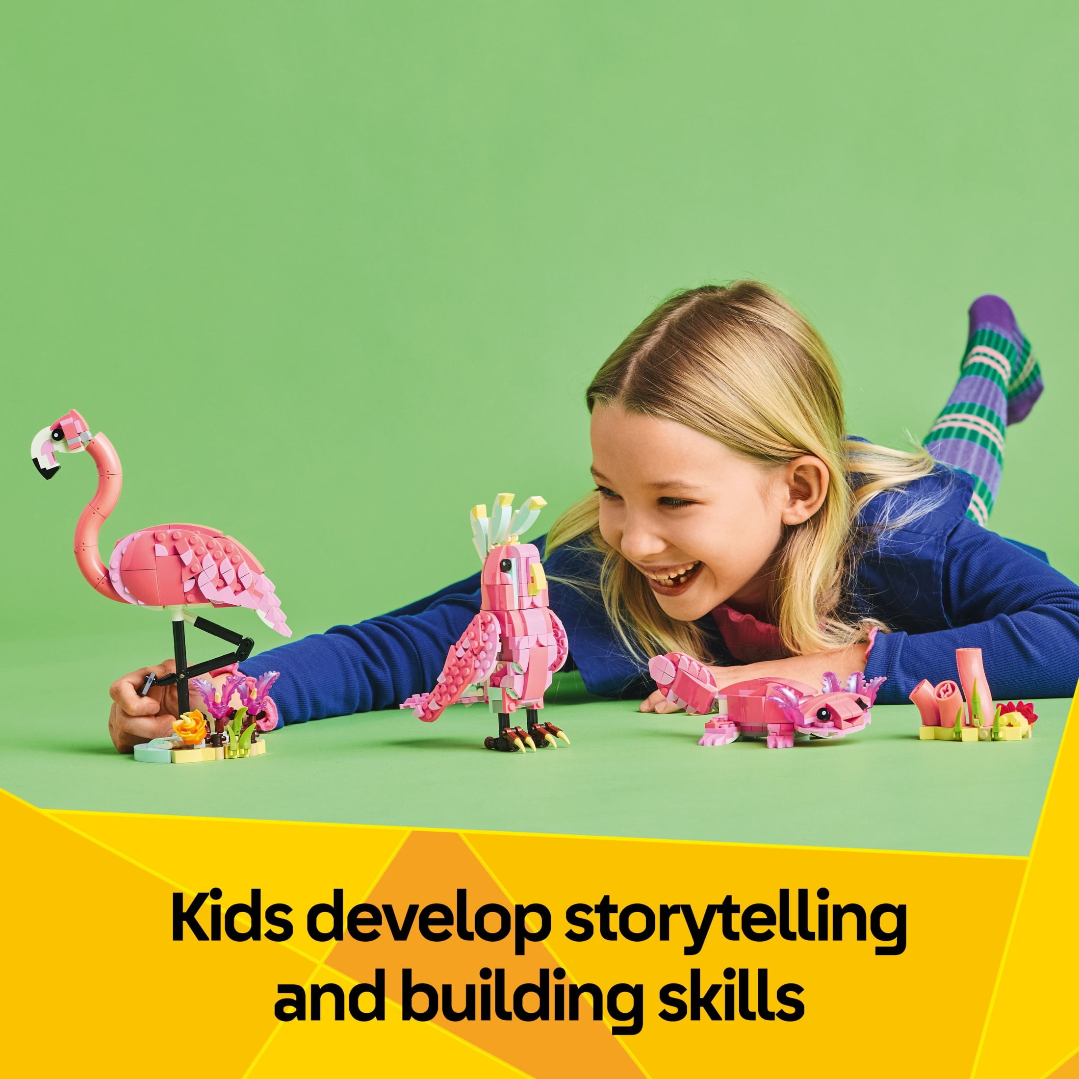 LEGO Creator 3 in 1 Wild Animals: Pink Flamingo Animal Building Toy for Girls & Boys, 8+ - Building Set W/ 3 Building Options, Pink Flamingo, Cockatoo, or Axolotl - Gift for Birthdays - 31170