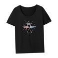 thumbnail image 4 of Camiseta de mujer de verano suave recuerdo moda cuello redondo camiseta para el trabajo camping Negro, 4 of 7
