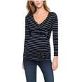 thumbnail image 2 of Youmylove Woman Women Breastfeeding Stripe Long Sleeve Blouse Tops Shirt Pregnant, 2 of 9