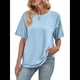 thumbnail image 1 of Camisetas Holgadas de Gran Tamaño para Mujer, Cuello Redondo, Corta, Blusa Informal de Verano Y2K 2025, Camiseta Básica Azul L, 1 of 10