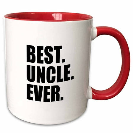 3dRose Best Uncle Ever - Family gifts for relatives and honorary uncles and great uncles - black text - Two Tone Red Mug,