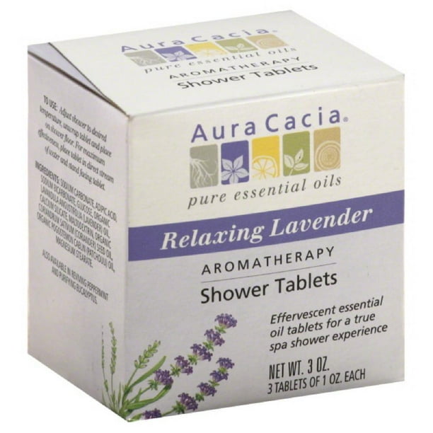 Aura Cacia Relaxing Lavender Aromatherapy Shower Tablets, 3 Oz (Pack of