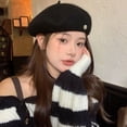 thumbnail image 3 of LinYooLi Wool Woolen Net Red Beare Hat Female Autumn And Winter New Big Head Circumference Showed Face Small Temperament Versatile Painter Hat, 3 of 9