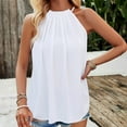 thumbnail image 5 of Jewelreauty Women Halter Neck Ruched Tank Tops Casual Sleeveless Tunic Tee Summer Loose Fitting Solid Shirts (S, White), 5 of 7