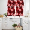 thumbnail image 3 of Country Chrysanthemum on Red Curtain Tier and Valance Set 3 Piece, Watercolor Flower Seamless 3-inch Rod Pocket Window Tier Curtains Valance for Kitchen Living Room, 3 of 9