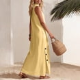 thumbnail image 3 of Lmueinov Women's High Neck Sleeveless Maxi Dress, Side Button Slit Loose Flowy Long Dress for Beach Vacation Casual Wear S-2XL, 3 of 7