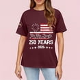 thumbnail image 4 of Only Moment USA Holiday Shirts Crew Neck Short Sleeve Women's Cotton and Linen Independence Day American Flag Floral Print Shirt Wine,L, 4 of 6