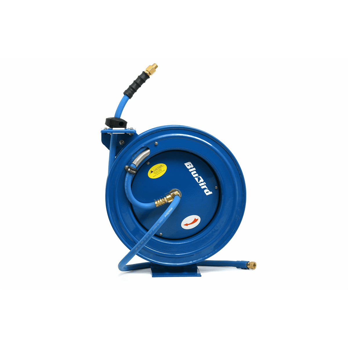 BLUBIRD BBRHD1250 18ga. Retractable Hose Reel with 1/2" X 50' Air Hose, 12 Point Ratcheting Gear, Next-Gen Rubber, Lightest, Strongest, Most Flexible, 300 PSI, -50F to 190F Degrees, Polyester Braided