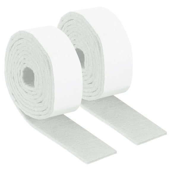 Felt Strips with Adhesive Backing, 2 Pack 1" x 60" x 0.12" Adhesive Felt Strips Anti Scratch Furniture Felt Tapes Self-Stick Felt Pads for Protecting Hardwood Floor, White
