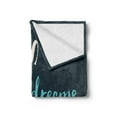 thumbnail image 2 of Saying Soft Flannel Fleece Throw Blanket, Modern Hand Drawn Style Lettering Phrase and Floral Details, Cozy Plush for Indoor and Outdoor Use, 50" x 70", Pale Blue Dark Teal, by Ambesonne, 2 of 5