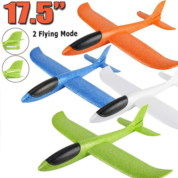 4 Pack Airplane Toys, 17.5" Large Throwing Foam Gliders, 2 Flight Mode, Birthday Gifts for Boys and Girls Aged 3 4 5 6 7 8 9 10 11 12 , Outdoor Sport Game Toys
