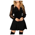 thumbnail image 5 of Women's Fashion Long Sleeve,Women's Solid Color Sequins Long Sleeve A-Line Party Dress Black, 5 of 7