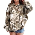 thumbnail image 2 of newwalpole Camo Hoodie Kids Cute Hoodies Maple Leaf Print Oversized Drop Shoulder Fleece Hooded Sweatshirt Pullover With Pocket (Khaki, 11-12), 2 of 6