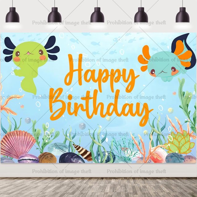 Cartoon Pink Axolotl Theme Cute Children's Birthday Party Disposable Plate Paper Cup Tissue Tablecloth Tableware Gift Prop Decor backdrop1.8x1.2m 1pc Other