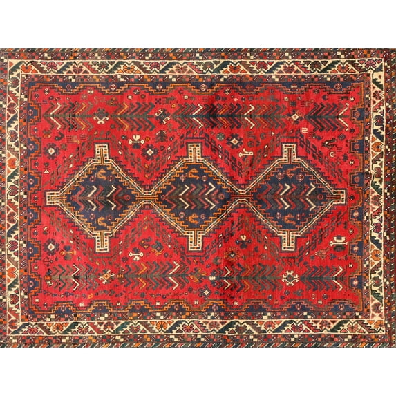 Ahgly Company Machine Washable Indoor Rectangle Traditional Red Area Rugs, 7' x 10'