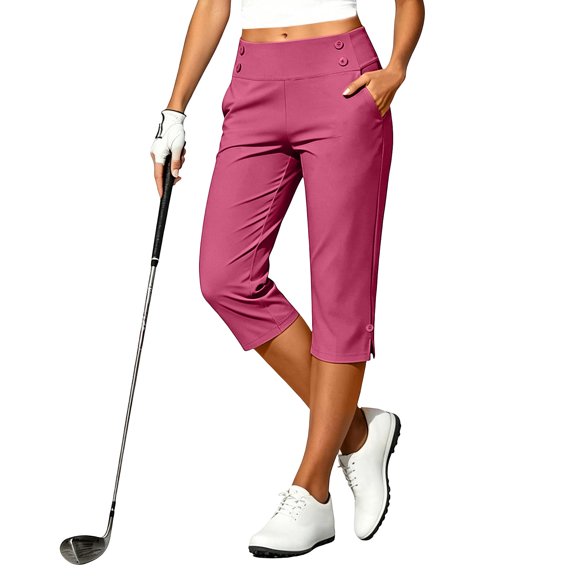 QSAWXQZ Womens Capri Golf Pants High Waist Pockets Stretch Cropped Athletic Work Trousers 3XL